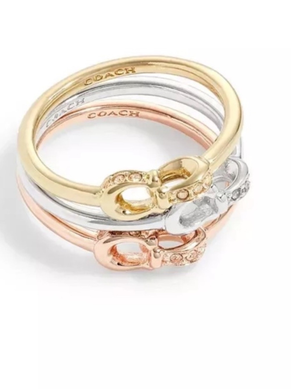 COACH Signature interlock Stackable 3 Ring Set